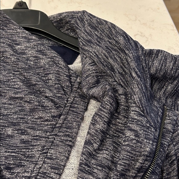 Asymmetrical Sweater Jacket moto look Navy Blue Full zip and short sleeve shell - Picture 8 of 13